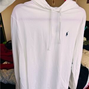 Polo by Ralph Lauren White Hooded Long-Sleeve Tee with Navy Pony